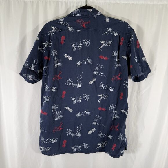 Levis Polo Shirt Men's Large Blue Pineapple Palm Trees Short Sleeve Button Up - Picture 9 of 11